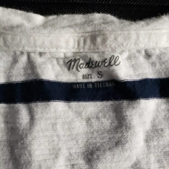 Madewell Whisper Cotton V-Neck Pocket Tank Top Preppy Stripe Bright Ivory Small - Picture 4 of 6